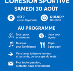 🎉 Avant la rentrée, on se retrouve le 30 août pour une super journée de cohésion sportive entre amis ! Au programme : du sport pour se défouler 💪, des jeux pour rigoler 🎲, de la musique pour l’ambiance 🎶, et un bon repas à partager 🍽️ ! Ramenez votre bonne humeur et n’hésitez pas à nous contacter si vous avez des questions 😄 On a trop hâte de vous retrouver ! 🔵⚪️